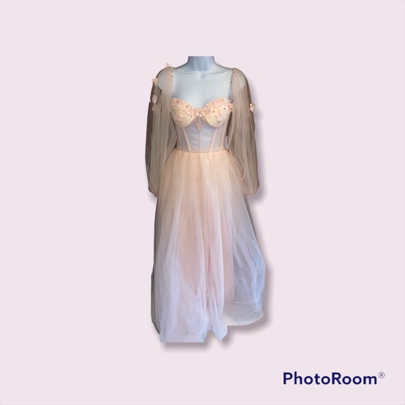 Flower Party Dress Long Sleeve Girls SZ 4 - Picture 2 of 5